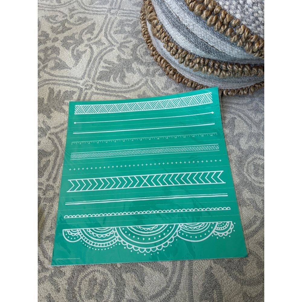 Chalk Couture Chalk Transfer Borders Reusable Adhesive Stencil Teal B193102